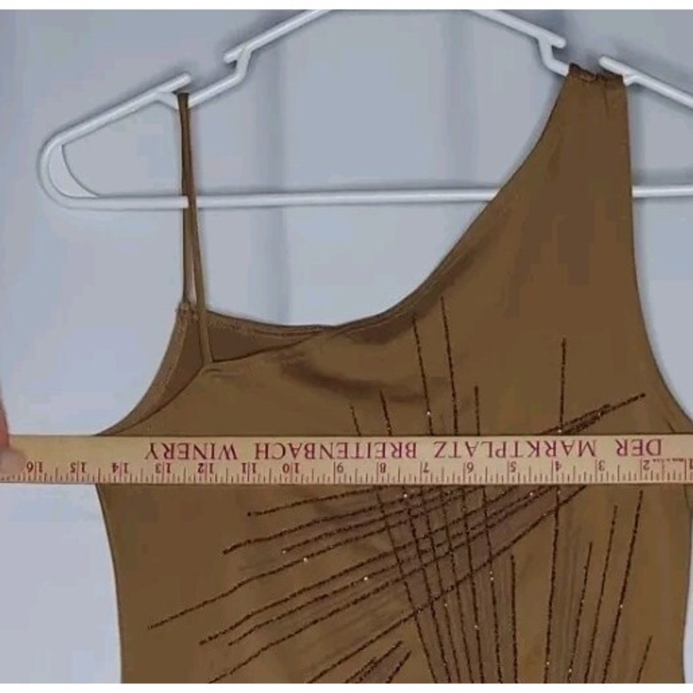 Charlotte‎ Russe Asymmetric Dress Jr Medium Brown Beaded Grunge Forest Fairy - Picture 6 of 9